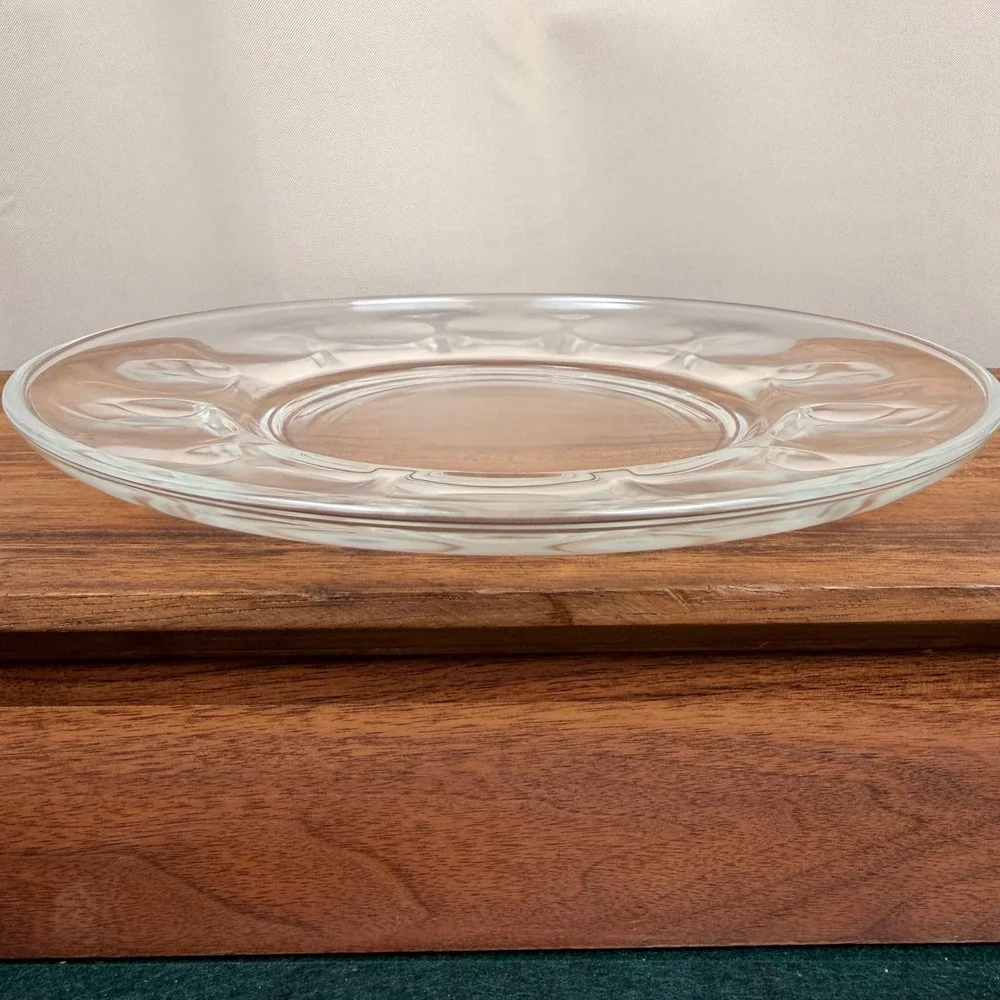 Vintage Pyrex Glass Deviled Egg Platter Round 12 Slot Scalloped Serving Tray 10
